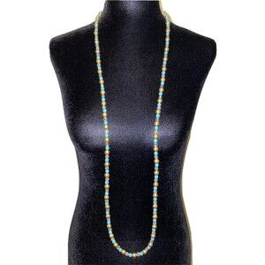 Fashion Jewelry Necklace Clear Blue & Gold 21.5